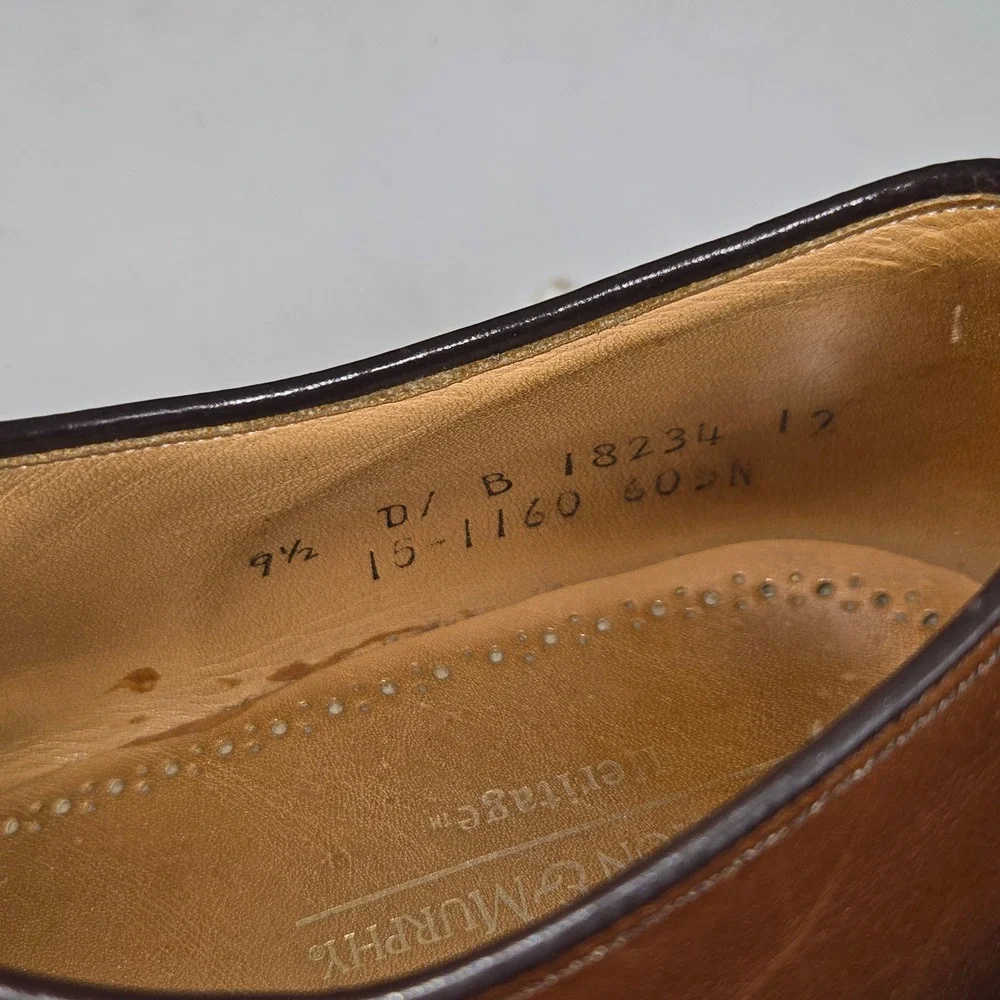 Johnston Murphy Heritage Cap Toe Oxfords‎ Brown Leather Men's Dress Shoes 9.5